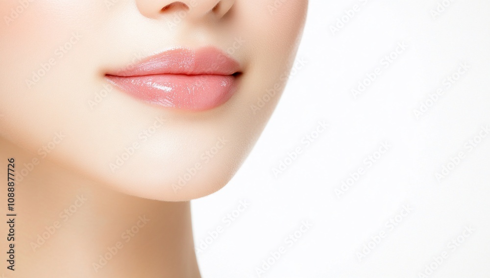 Close-up of a woman's lips and chin, highlighting beauty and skincare. Close-up of a woman's lips and chin, highlighting beauty and skincare.