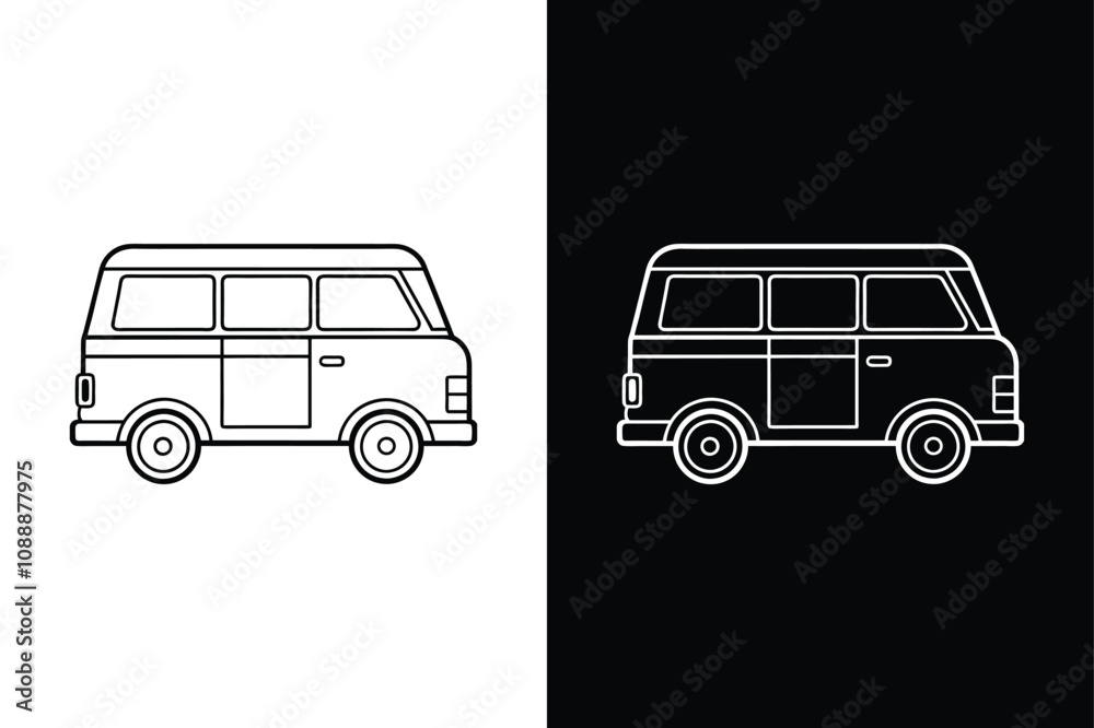 Van icon or Modern minibus icon on White Background Vector Art Illustration on white background. Van icon or Modern minibus icon on White Background Vector Art Illustration on white background.