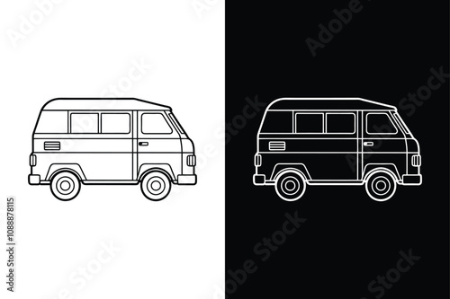 Van icon or Modern minibus icon on White Background Vector Art Illustration on white background.