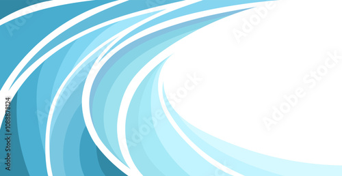 Abstract blue illustration on white background. Vector pattern. Art line ornament. Water Wave Logo abstract design