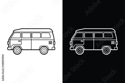 Van icon or Modern minibus icon on White Background Vector Art Illustration on white background.