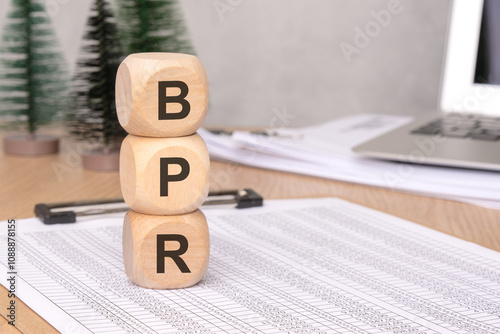 BPR Blocks on a Desk An Innovative and Creative Business Concept for Entrepreneurs and Teams photo