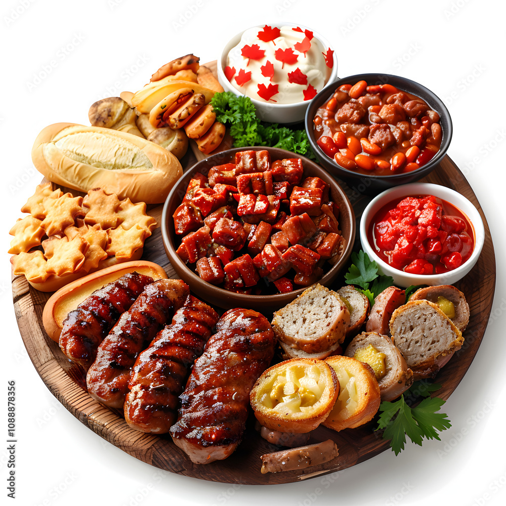 canada day traditional food concept with a white accent, space for captions, png canada day traditional food concept with a white accent, space for captions, png