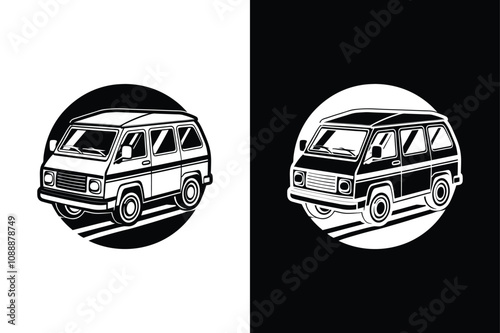 Van icon or Modern minibus icon on White Background Vector Art Illustration on white background.