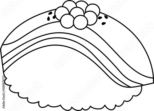 Japanese food sushi outline.  Asian food outline. Sushi  hand drawn outline sketch.  Japanese food outline.