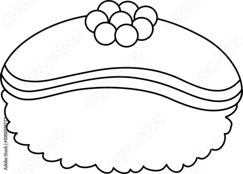 Japanese food sushi outline.  Asian food outline. Sushi  hand drawn outline sketch.  Japanese food outline.