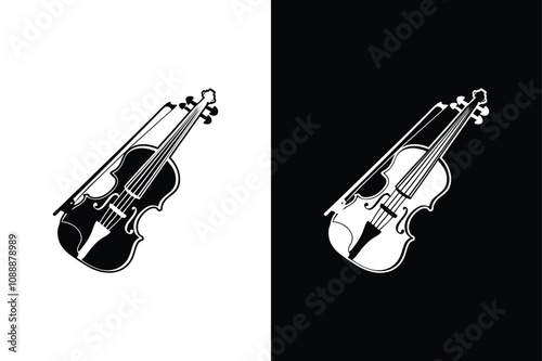 Violin music in glyph style icon Art Illustration on white background.