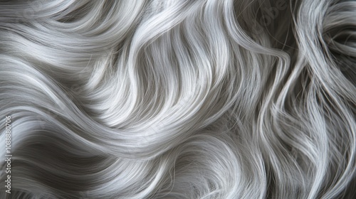 Close-up of fine, silky fur in shades of pale gray, with intricate detail and realistic depth.