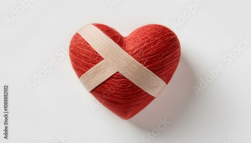 Conceptual Image of a Bandaged Red Heart for Love and Recovery