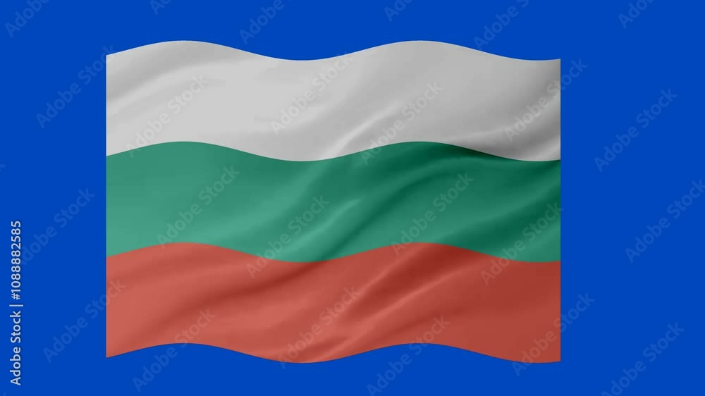 Bulgaria waving flag loop animation with glowing 3d shade isolated on blue background Bulgaria waving flag loop animation with glowing 3d shade isolated on blue background