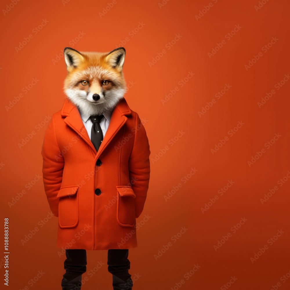 Naklejka premium Coat fox wildlife portrait.