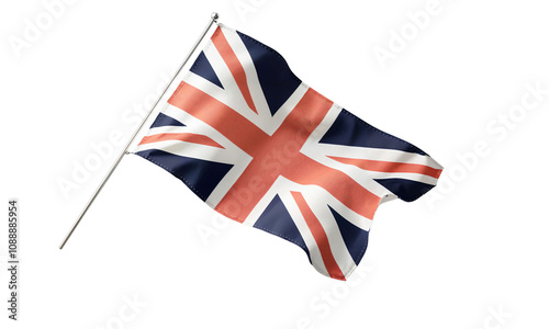 The Majestic Union Jack: A Symbol of Heritage and Identity, Flying Gracefully Against a Black Background, Evoking Patriotism and Cultural Pride in Every Waving Motion. photo