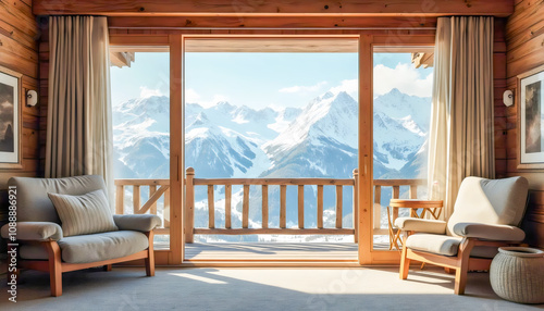 Mountain View from Cozy Cabin Living Room