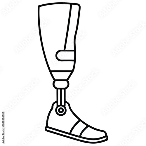 Prosthetic Limb Icon line art vector illustration on White Background.