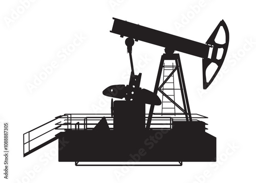 Oil pump icon silhouette. Oil pump symbol. Vector illustration. Silhouette Oil pump jack black icon isolated on white background