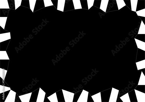Marco con cuadrados deformados en blanco sobre fondo negro. Fondo blanco y negro