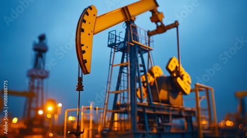 Wallpaper Mural Industrial oil pump jack at dusk, showcasing energy extraction and production. Torontodigital.ca