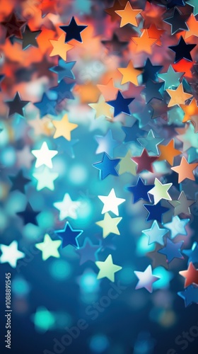 Colorful stars backgrounds illuminated celebration. photo