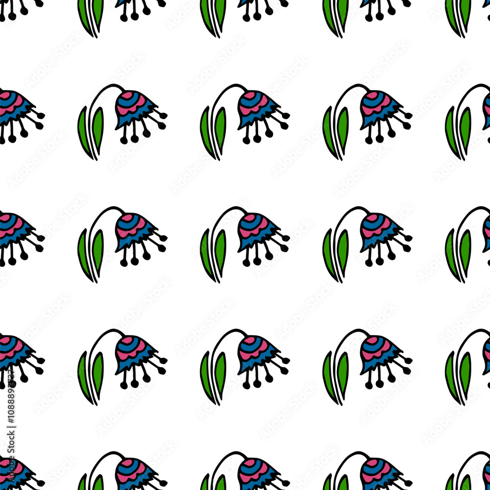 Fototapeta premium Seamless pattern. Folk ornament. Pattern in hand drawn style