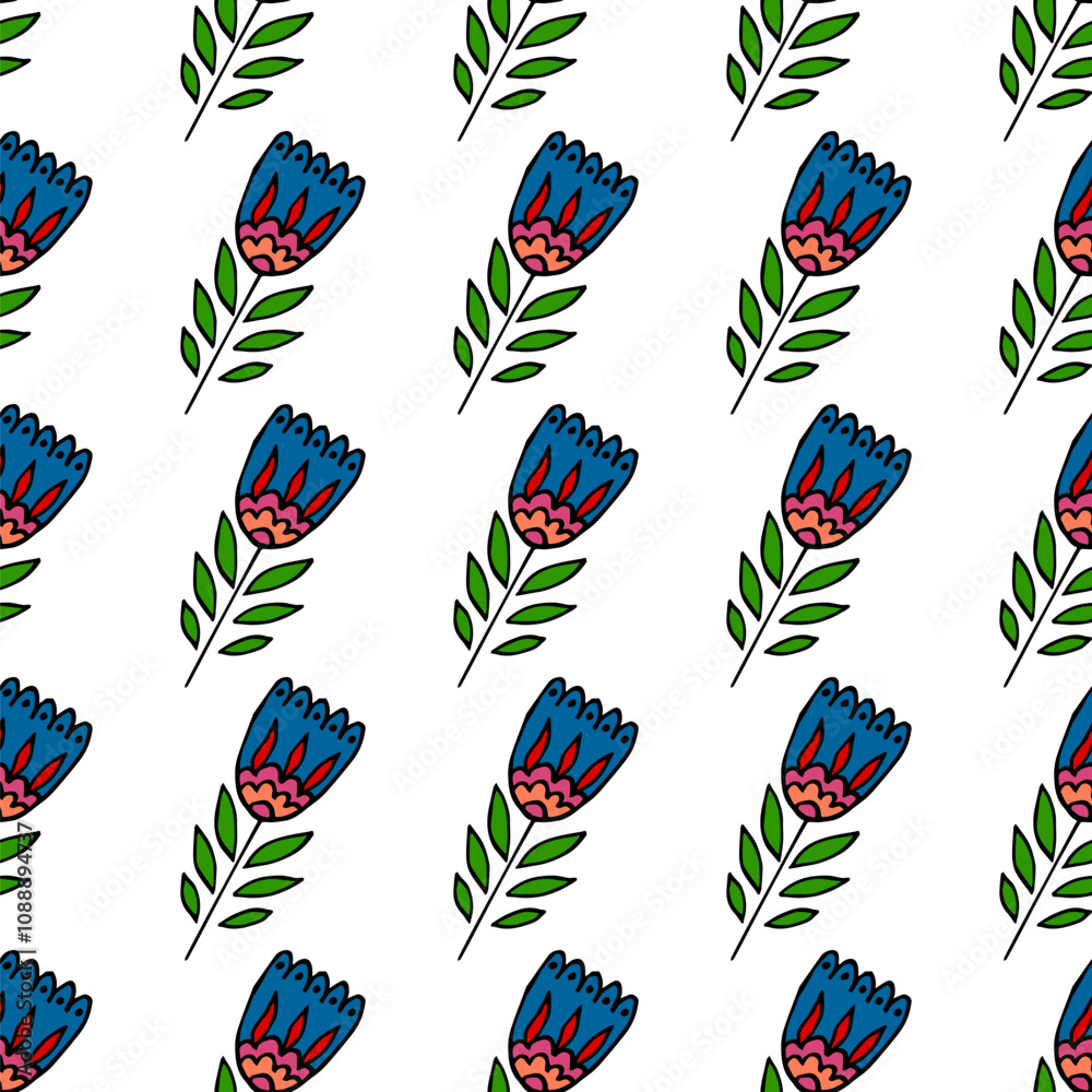 Seamless pattern. Folk ornament. Pattern in hand drawn style Seamless pattern. Folk ornament. Pattern in hand drawn style