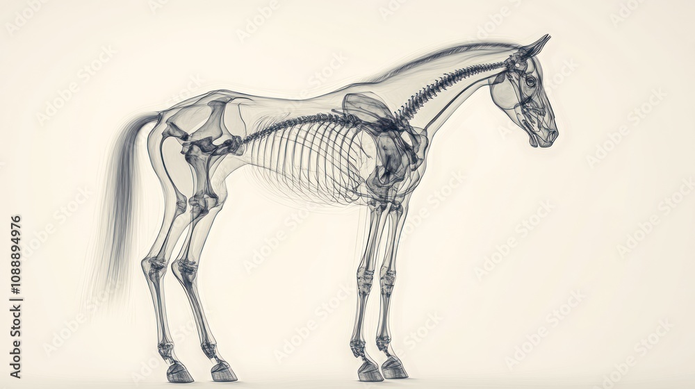Horse skeletal system anatomy.
