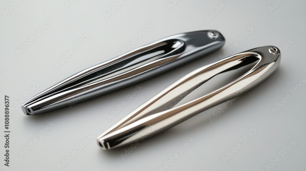 Hair tools in metallic tones, elegantly displayed for a modern and professional appearance Hair tools in metallic tones, elegantly displayed for a modern and professional appearance