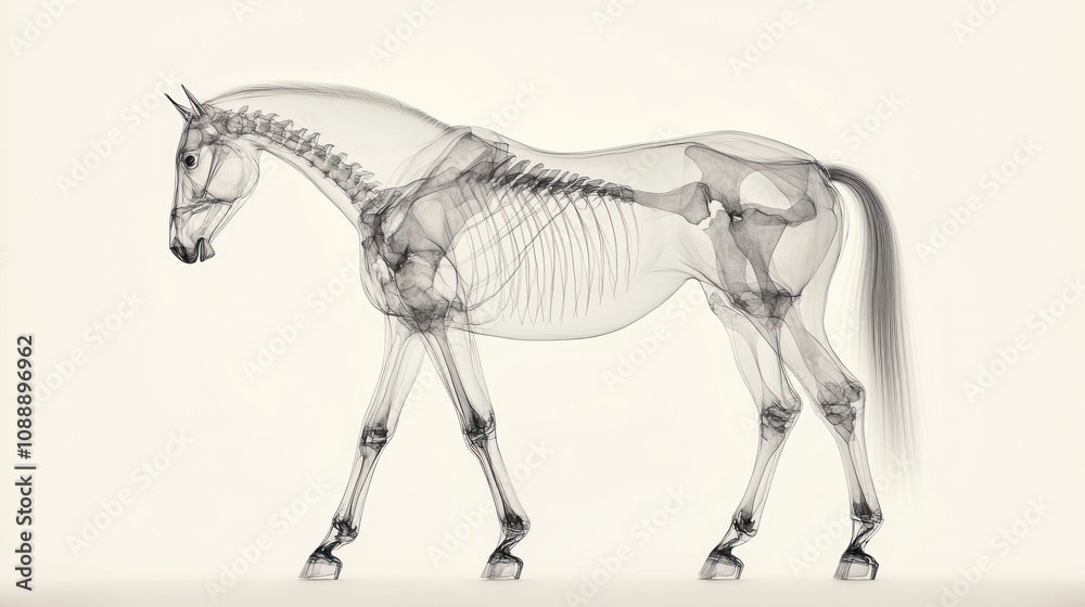 Horse skeletal structure walking. Horse skeletal structure walking.
