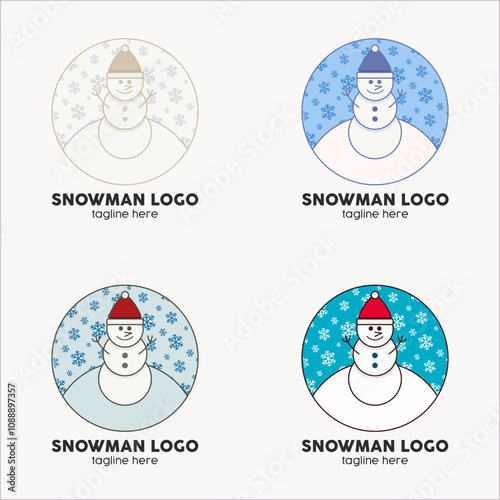 snowman logo vector illustration, chirstmas logo vector, winter