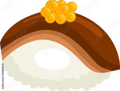 Unagi Eel Sushi.  Illustration of unagi sushi. 