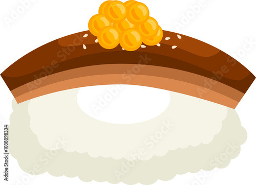 Unagi Eel Sushi.  Illustration of unagi sushi. 