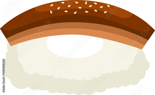 Unagi Eel Sushi.  Illustration of unagi sushi. 