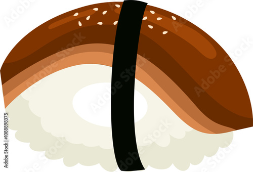 Unagi Eel Sushi.  Illustration of unagi sushi. 