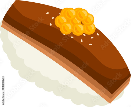 Unagi Eel Sushi.  Illustration of unagi sushi. 