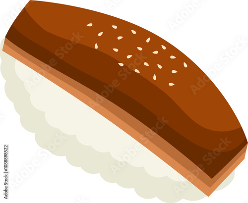 Unagi Eel Sushi.  Illustration of unagi sushi. 