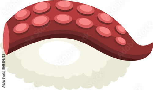 Tako Octopus Sushi. Tako sushi of Japanese food.. Tako Nigiri Sushi or Octopus on Japanese Rice..