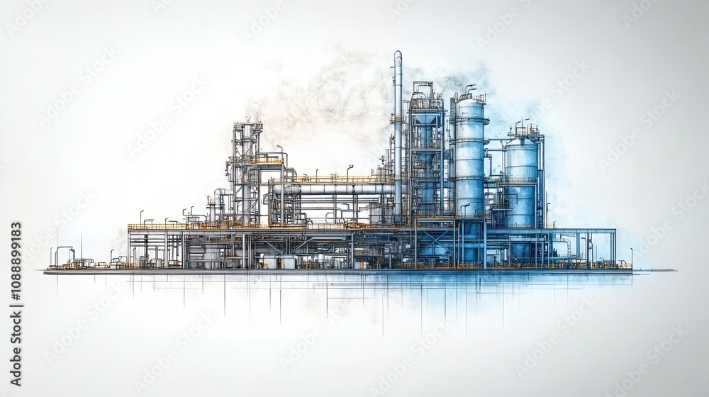 industrial process in a modern factory, sketch industrial process in a modern factory, sketch