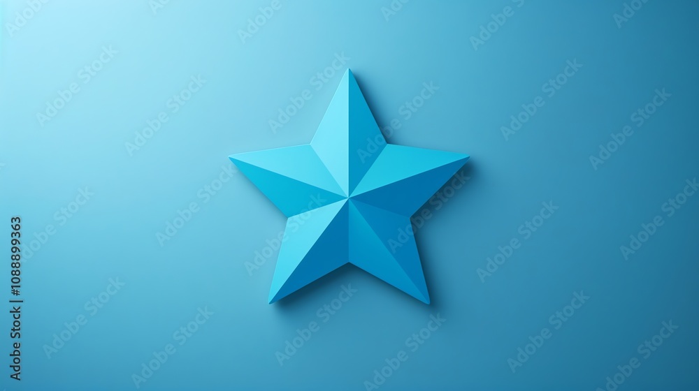A blue star with a 3D effect against a light blue background. A blue star with a 3D effect against a light blue background.