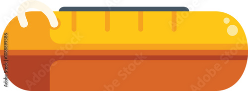 Inflatable rafting boat floating on water, side view, isolated on white background