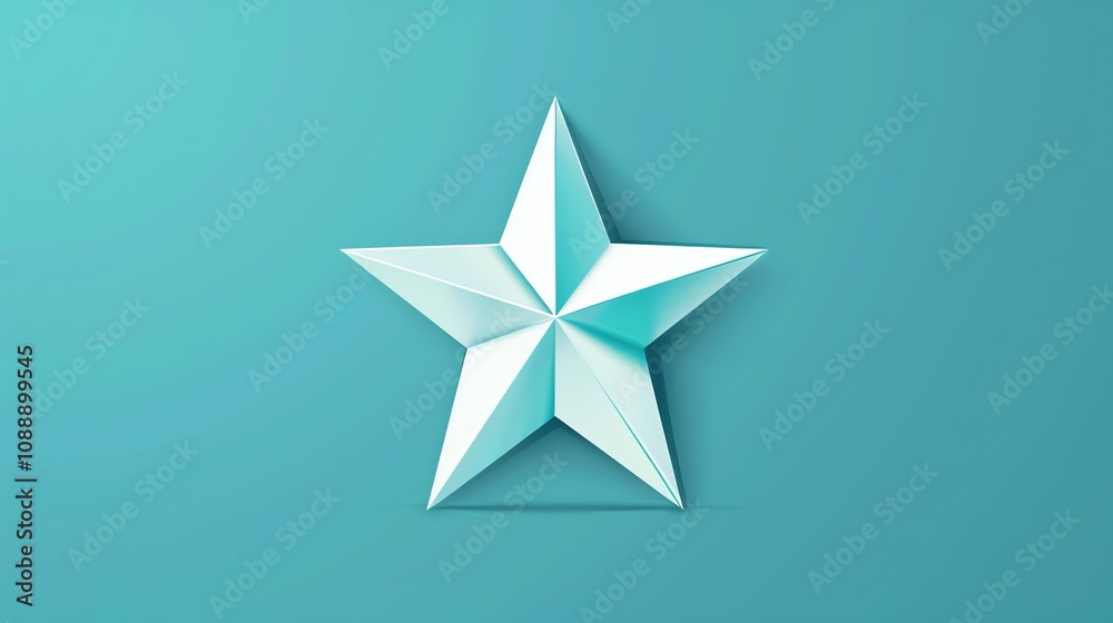 A single, 3D, white star is shown on a blue background. A single, 3D, white star is shown on a blue background.