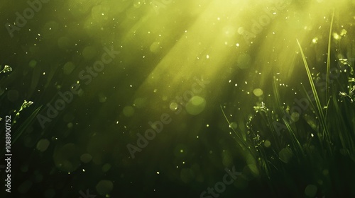Soft green bokeh light effect on a dark background, ideal for adding a subtle, elegant glow to overlays.
