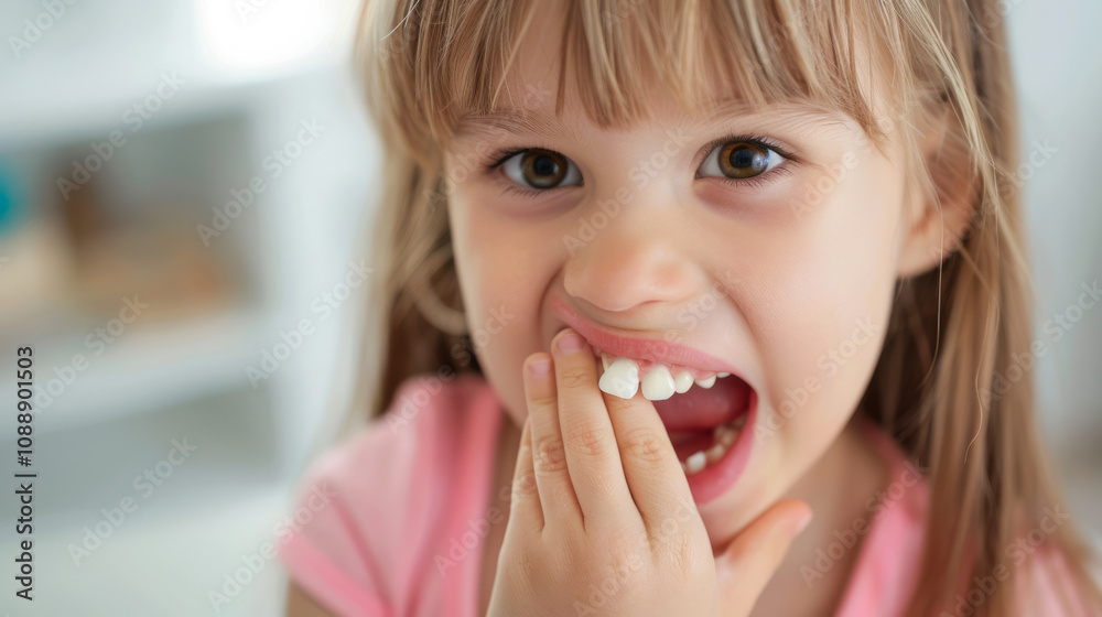 Child Exploring Loose Tooth Before Natural Shedding Child Exploring Loose Tooth Before Natural Shedding