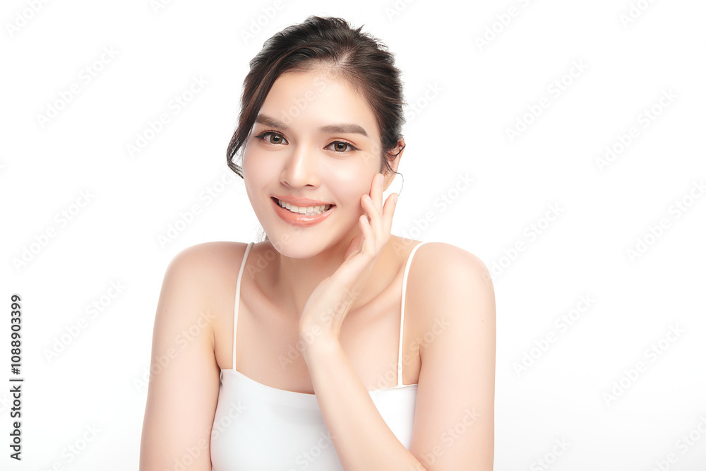 Beautiful young asian woman with clean fresh skin on white background, Face care, Facial treatment, Cosmetology, beauty and spa, Asian women portrait. Beautiful young asian woman with clean fresh skin on white background, Face care, Facial treatment, Cosmetology, beauty and spa, Asian women portrait.