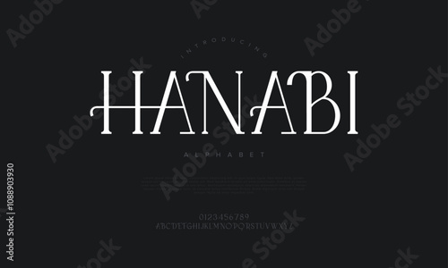 Hanabi typography beauty fashion elegant minimalist serif italic fonts decorative wedding vintage retro logos. Minimal luxury font alphabet logo. Vector illustration