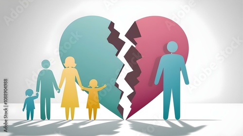 family and children broken heart a divorce concept