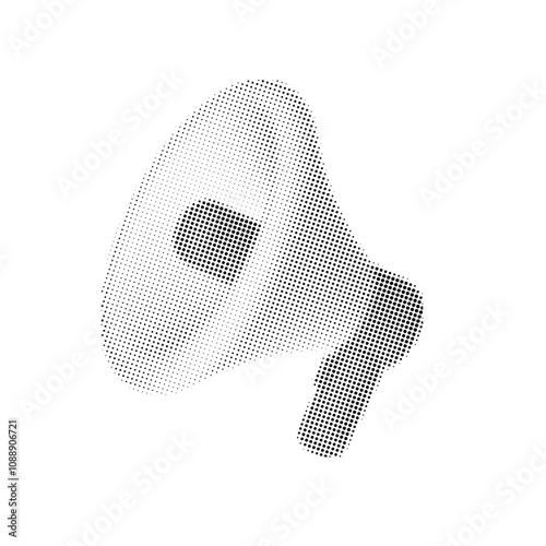 Trendy halftone collage 3d element loudspeaker.