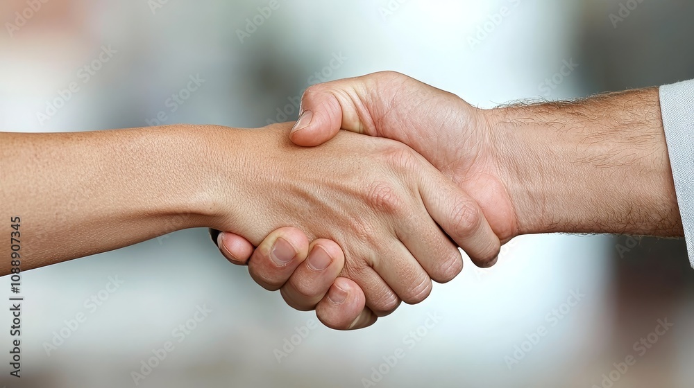 Close-Up of Two Hands Engaging in a Firm Handshake Signifying Partnership and Agreement in a Professional Business Environment to Build Trust and Collaboration Close-Up of Two Hands Engaging in a Firm Handshake Signifying Partnership and Agreement in a Professional Business Environment to Build Trust and Collaboration