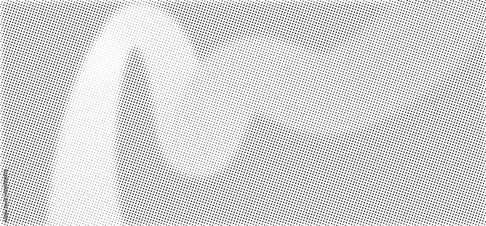 Fototapeta premium Halftone backdrop with noise effect. Grainy gradient ribbon pattern from dots. Grunge noise background. Abstract noise stipple effect. Black dotwork grain texture. Vector halftone round, dots sphere