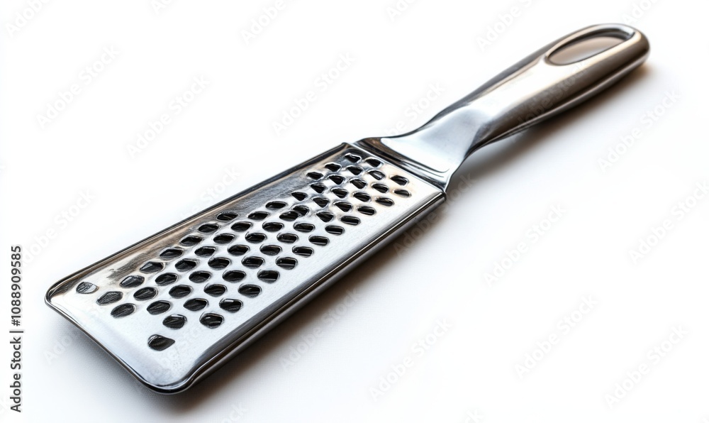 A cheese grater, kitchen tool, multifunctional design, metallic finish, isolated on white background A cheese grater, kitchen tool, multifunctional design, metallic finish, isolated on white background