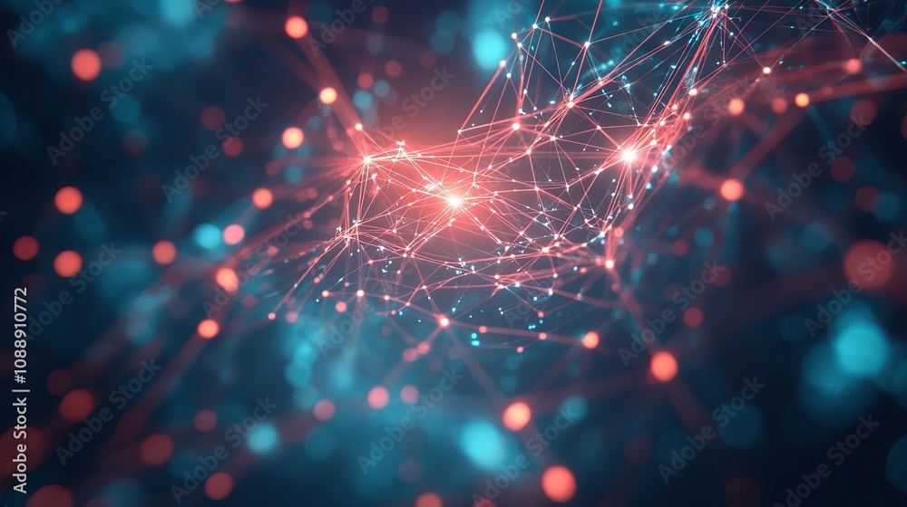 Obraz premium Abstract Network Design with Glowing Lines and Points