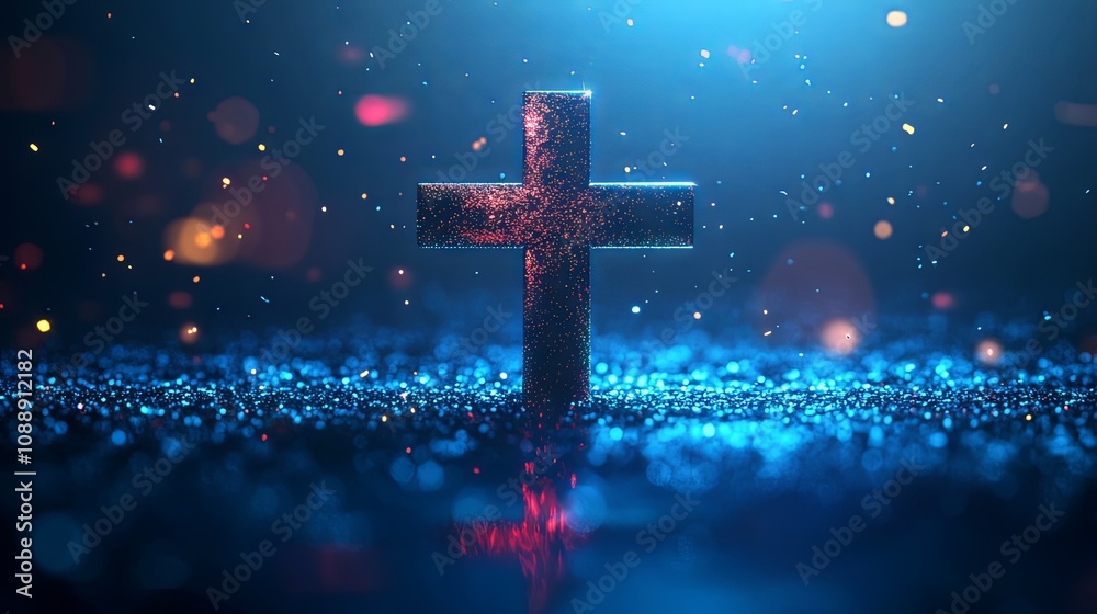 Glowing Cross Symbol: Faith, Hope, and Spirituality